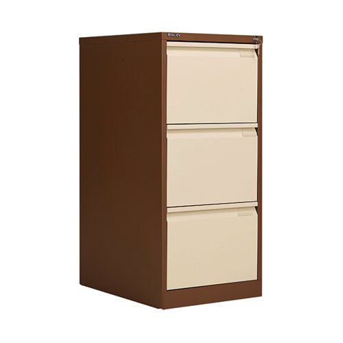 BISLEY 3 DRAWERS FILING CABINET LOCKABLE 470X622X1016MM COFF