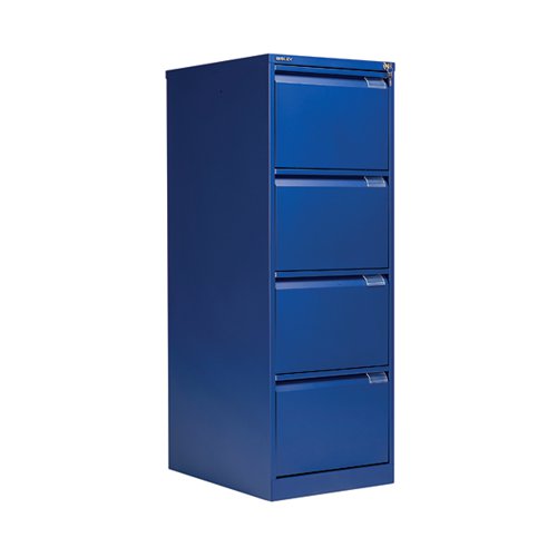 BISLEY 4 DRAWER FILING CABINET LOCKABLE 470X622X1321MM BLUE