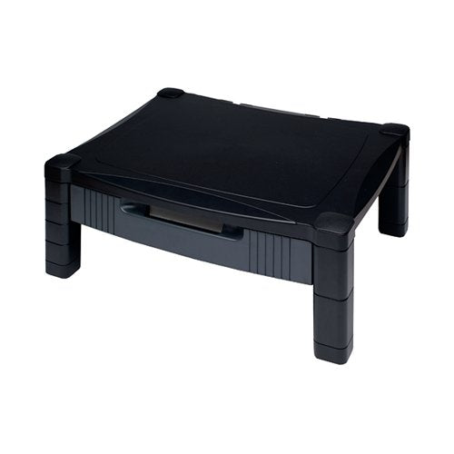 CONTOUR ERGONOMICS ADJUSTABLE MONITOR STAND WITH DRAWER BLAC