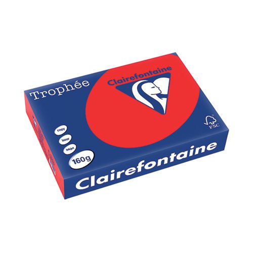 TROPHEE CARD A4 160GM CORAL RED (PACK OF 250) 1004C