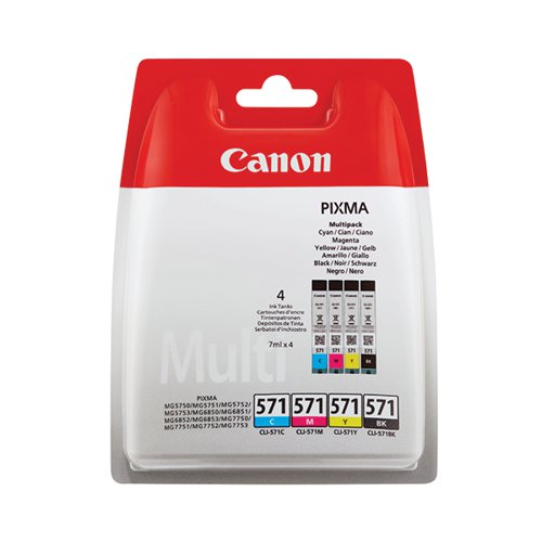 CANON CLI-571 INK CARTRIDGES CMYK MULTIPACK 0386C008
