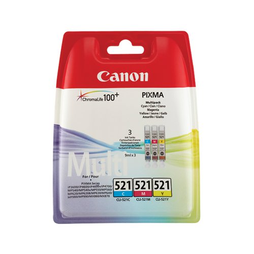 CANON CLI-521 INK CARTRIDGES CMY MULTIPACK 2934B015
