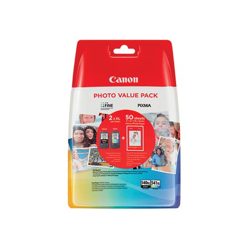 CANON PG-540L/CL-541XL INK CARTRIDGES K/CMY + 4 X 6 IN PHOTO