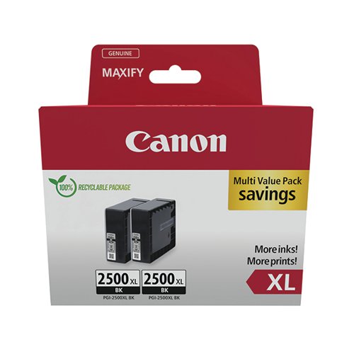 CANON PGI-2500XL INK CARTRIDGE HIGH YIELD BLACK TWINPACK 925