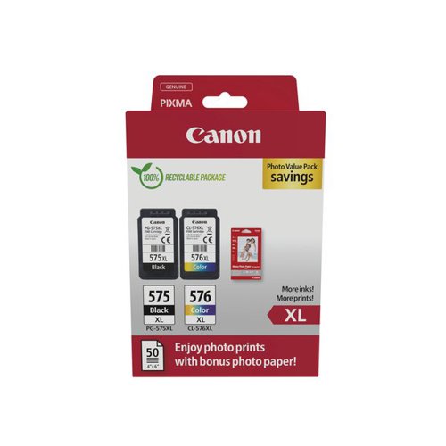 CANON PG-575XL/CL-576XL INK CARTRIDGES HIGH YIELD K/CMY + 4
