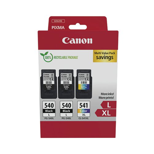 CANON PG-540L X 2/CL-541XL INK CARTRIDGES K/CMY MULTIPACK 52