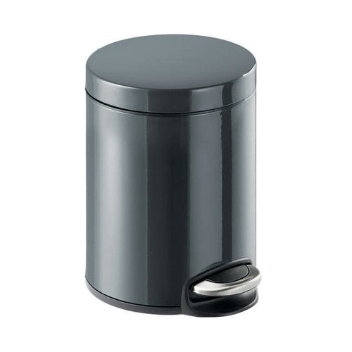 DURABLE POWDER COATED METAL PEDAL BIN ROUND 5 LITRE CHARCOAL