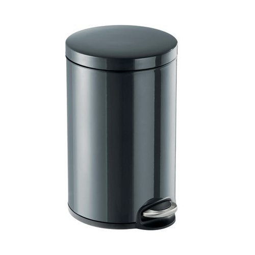DURABLE POWDER COATED METAL PEDAL BIN ROUND 12 LITRE CHARCOA