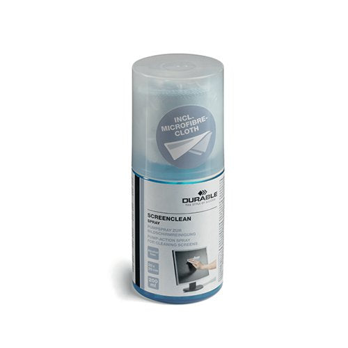 DURABLE SCREENCLEAN CLEANING SPRAY 200ML CAN WITH MICROFIBRE