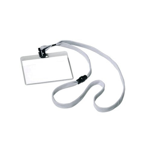 DURABLE LANYARD NAME BADGE ID CARD HOLDER + INSERTS 60X90MM