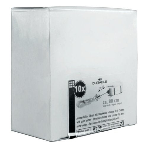 DURABLE SECURE RETRACTABLE BADGE REEL FOR ID AND KEYS CHROME