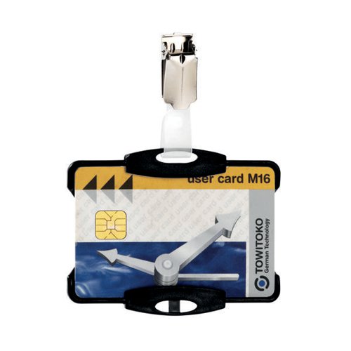 DURABLE CARD HOLDER WITH CLIP 54X87MM BLACK (PACK OF 25) 811
