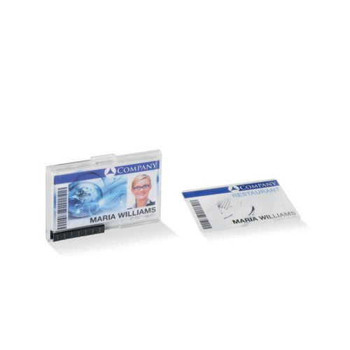 DURABLE PUSHBOX DUO 2 CARD SECURITY PASS ID HOLDER CLEAR (PA