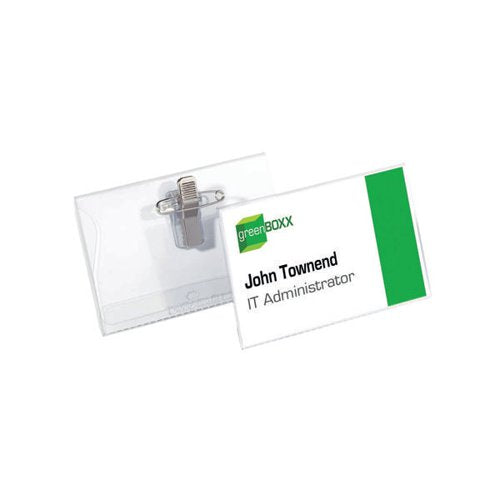 DURABLE NAME BADGE WITH COMBI CLIP 54X90MM TRANSPARENT (PACK