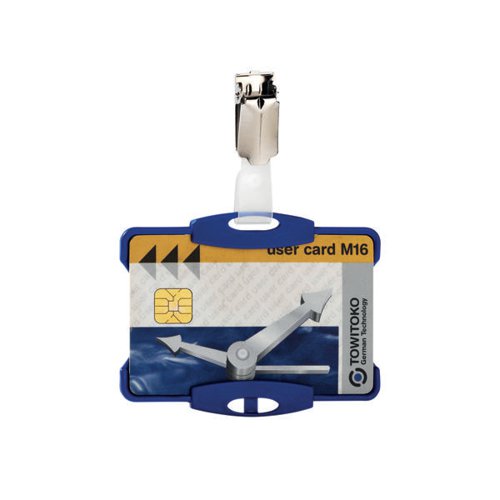 DURABLE CARD HOLDER WITH CLIP 54X87MM BLUE (PACK OF 25) 8118