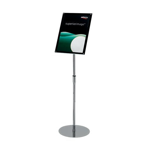 DEFLECTO CHROME BEVELLED FLOOR SIGN HOLDER A3 DE790645