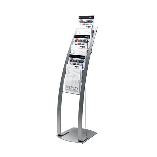 DEFLECTO SIX POCKET LITERATURE FLOOR STAND A4 SILVER DE69314