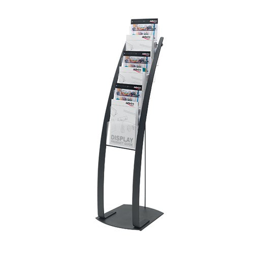 DEFLECTO SIX POCKET LITERATURE FLOOR STAND A4 BLACK 693104