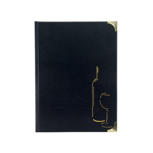 SECURIT BASIC RANGE WINE CARD PVC LEATHER STYLE A4 BLACK MC-