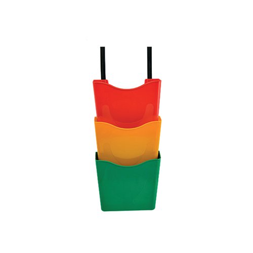 DEFLECTO X3 PORTRAIT WALL POCKET + BRACKET RED/YELLOW/GREEN