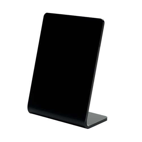DEFLECTO SLANTED DISPLAY SIGN ACRYLIC A7 PORTRAIT BLACK SSPA