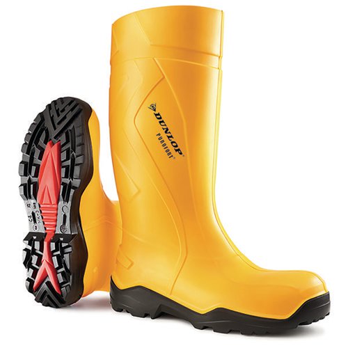 DUNLOP PUROFORT+ FULL SAFETY WELLINGTON BOOTS 1PR YELLOW 10