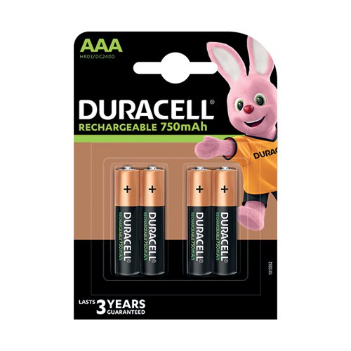 DURACELL STAY CHARGED RECHARGEABLE AAA NIMH 750MAH BATTERIES