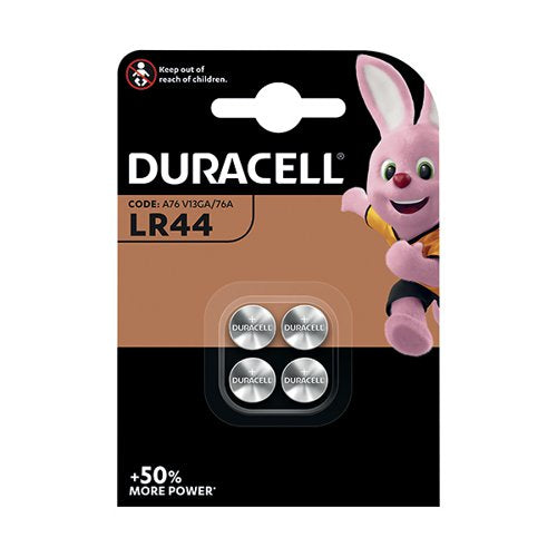 DURACELL LR44 ALKALINE BUTTON BATTERIES (PACK OF 4) A76/4