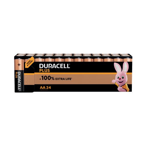 DURACELL PLUS AA ALKALINE BATTERY +100% EXTRA LIFE (PACK OF