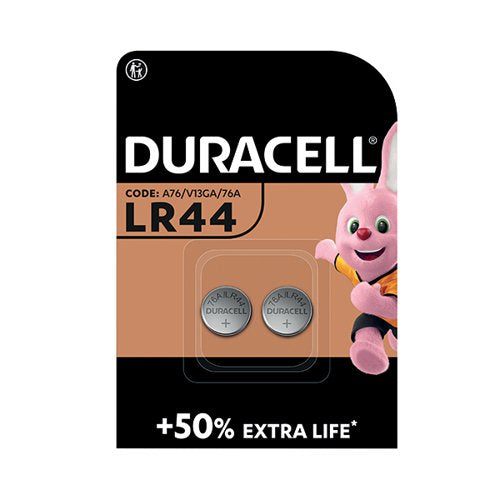DURACELL LR44 ALKALINE BUTTON BATTERIES (PACK OF 2) A76/2