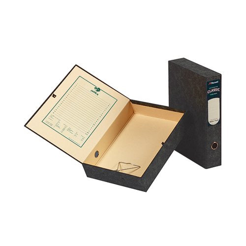 REXEL CLASSIC BOX FILE LOCKSPRING FOOLSCAP BLACK (PACK OF 5)