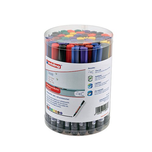 EDDING 361 DRYWIPE MARKER ASSORTED (PACK OF 50) CP 43