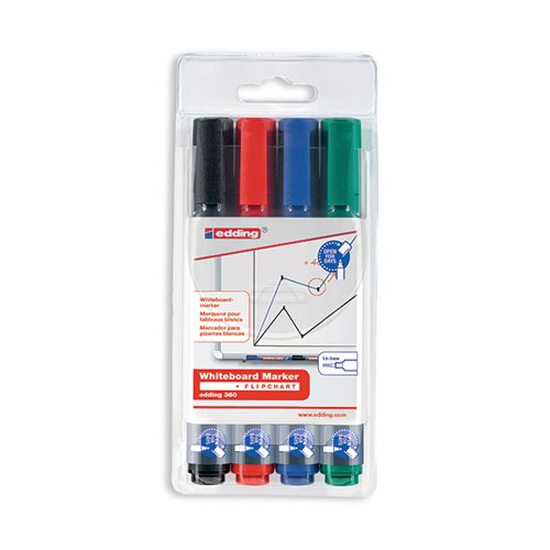 EDDING 360 DRYWIPE MARKER ASSORTED (PACK OF 4) 3318999