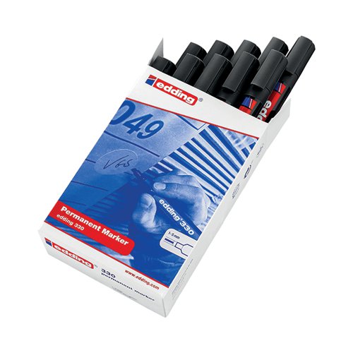 EDDING 330 PERMANENT CHISEL TIP MARKER BLACK (PACK OF 10) 33