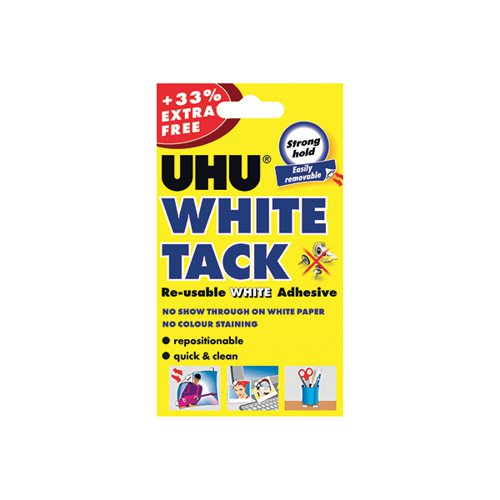 UHU WHITE TACK 62G WITH 33PC EXTRA FREE (PACK OF 12) 2109860