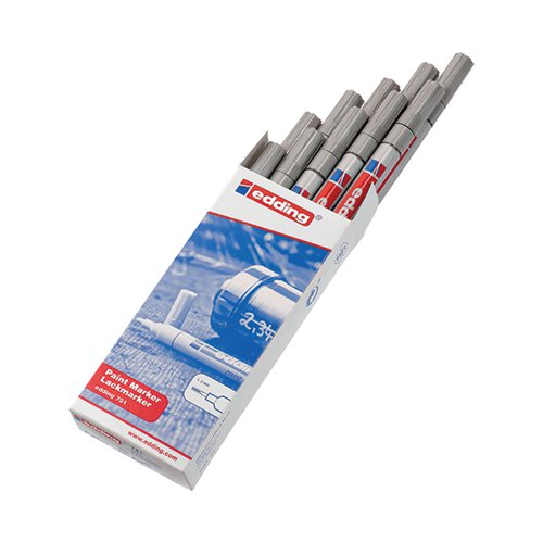 EDDING 751 BULLET TIP PAINT MARKER FINE SILVER (PACK OF 10)