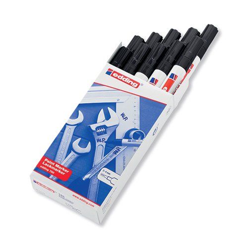 EDDING 750 BULLET TIP PAINT MARKER MEDIUM BLACK (PACK OF 10)