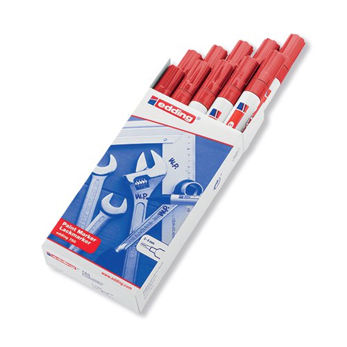 EDDING 750 BULLET TIP PAINT MARKER MEDIUM RED (PACK OF 10) 7