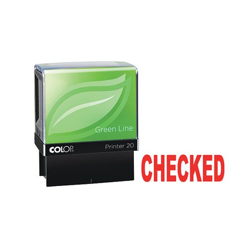 COLOP GREEN LINE WORD STAMP CHECKED RED C144837CHE
