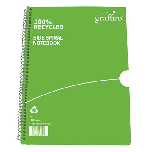 GRAFFICO RECYCLED WIREBOUND NOTEBOOK 100 PAGES A4 (10 PACK)