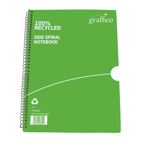 GRAFFICO RECYCLED WIREBOUND NOTEBOOK 100 PAGES A5 (10 PACK)