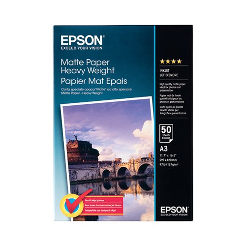 EPSON MATTE PAPER HEAVYWEIGHT A3 167GSM (PACK OF 50) C13S041