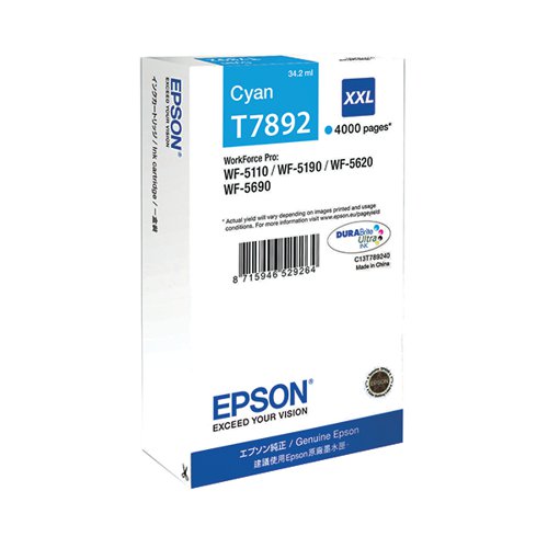 EPSON T7892 DURABRITE ULTRA INK CARTRIDGE EXTRA HIGH YIELD C