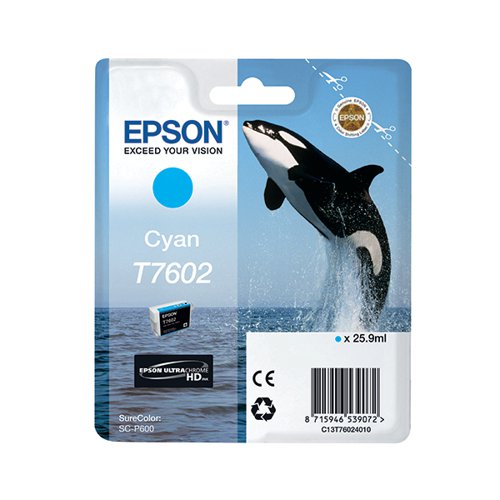 EPSON T7602 KILLER WHALE ULTRACHROME HD INK CARTRIDGE CYAN C
