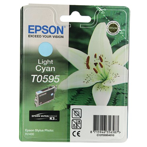 EPSON T0595 LILY ULTRACHROME INK CARTRIDGE LIGHT CYAN C13T05