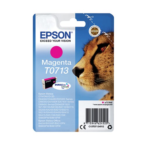 EPSON T0713 CHEETAH DURABRITE ULTRA INK CARTRIDGE MAGENTA C1