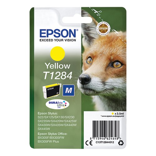 EPSON T1284 FOX DURABRITE ULTRA INK CARTRIDGE YELLOW C13T128