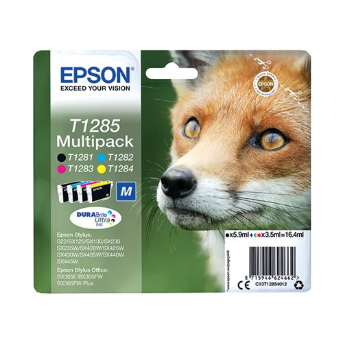 EPSON T1285 FOX DURABRITE ULTRA INK CARTRIDGE CMYK MULTIPACK