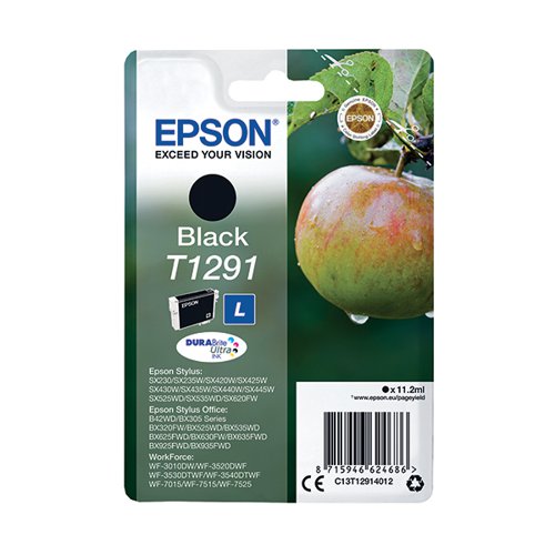 EPSON T1291 APPLE DURABRITE ULTRA INK CARTRIDGE BLACK C13T12