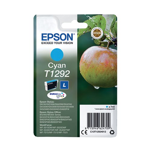 EPSON T1292 APPLE DURABRITE ULTRA INK CARTRIDGE CYAN C13T129